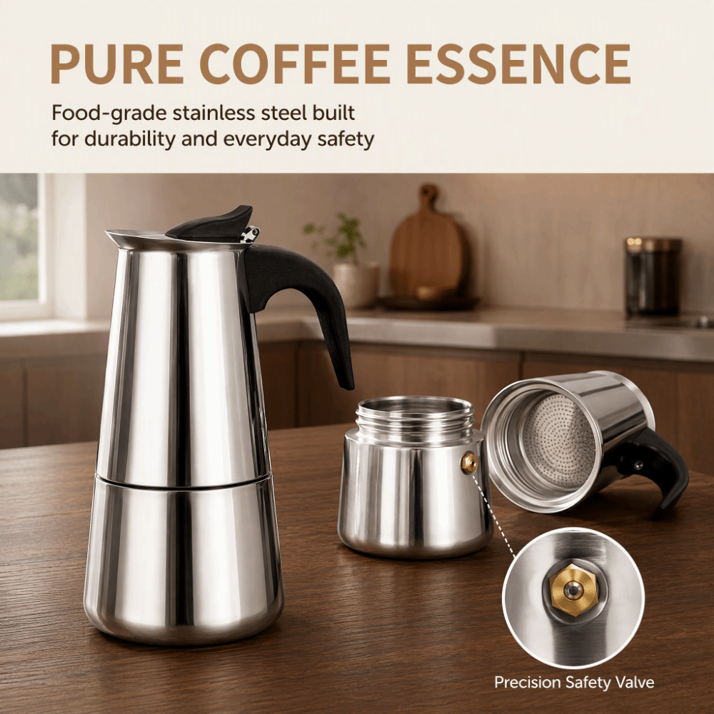 Moka Pot Stove - Cafeteira de Mocha em Aço Inoxidável,